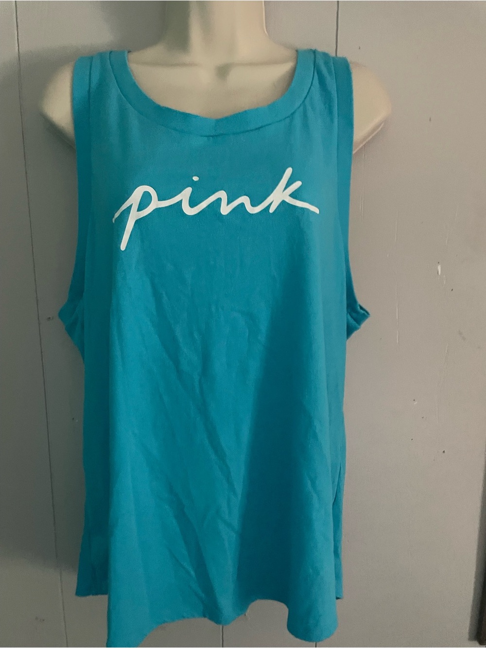 PINK Victoria's Secret Teal Script Logo Tank
